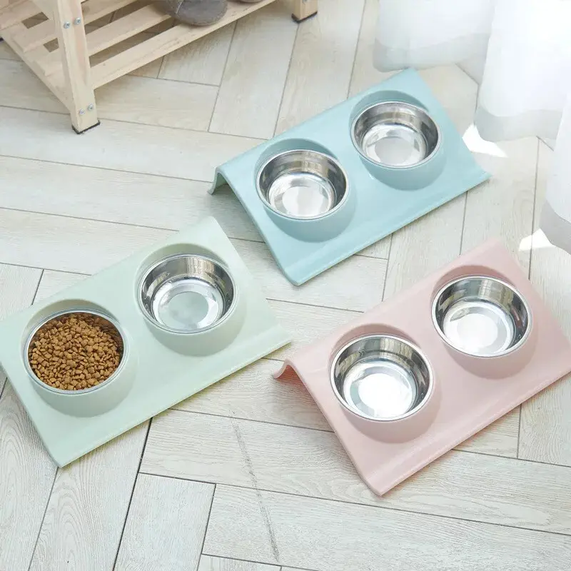Dog Bowl Cat Bowl Reside Double Pet Feeder Anti Sickness Bowl for Food and Water 4
