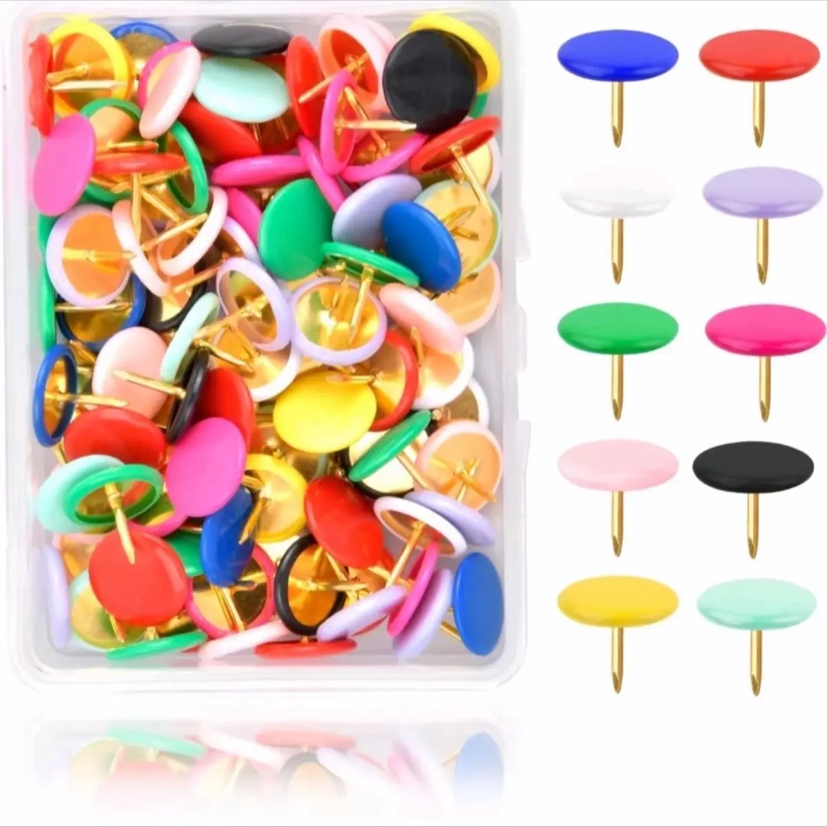 100Pcs Colorful Drawing Pins & 50Pcs Golden Drawing Pins & 100 Pcs Golden Drawing Pins - Push Pins