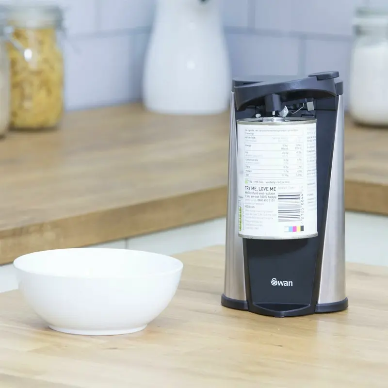 Swan 3 In 1 Multi Function Electric Can Tin Opener Bottle Opener Knife Sharpener Kitchen Lid 6