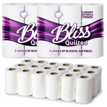 90 Bliss Cuddle 3-ply Toilet Roll - (90Pack) Soft, Quilted Bulk Toilet Rolls, Toilet Tissue and Loo Rolls – Eco-Friendly Toilet Paper Sustainably Crafted in The UK Lightweight Towel Sheets Wall Wipes Napkin toilet paper & wipes recyclable balcony 3