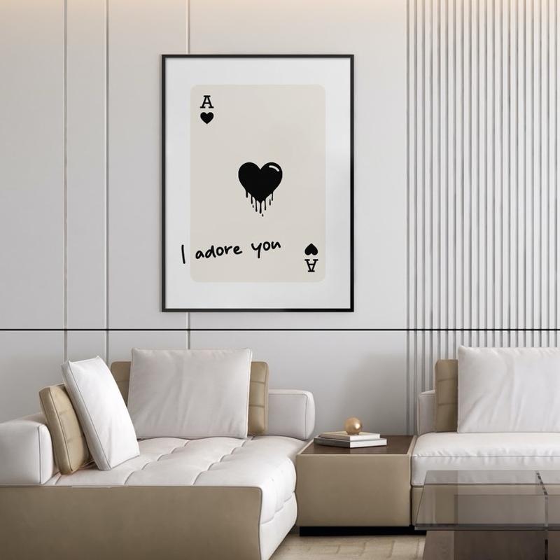 I adore you print, neutral wall prints, wall decor art, neutral home, minimalist style, Beige prints, love heart, Fred again lyrics, Photo Poster Decoration 1