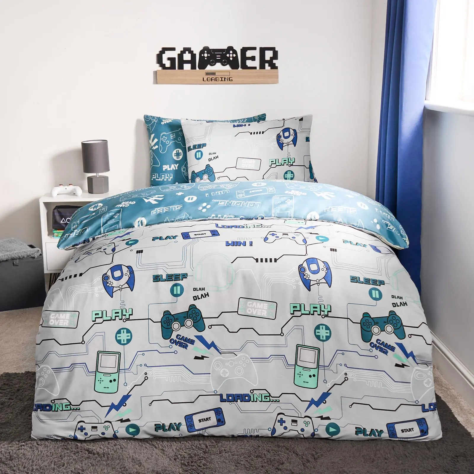 OHS Gaming Duvet Cover Set Reversible Quilt Pillowcase Bedding