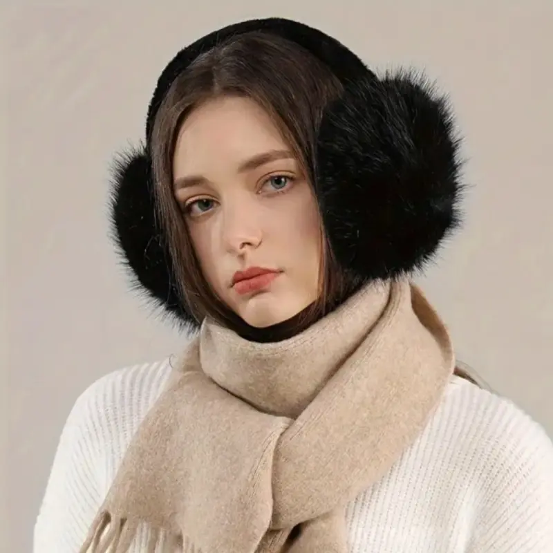 Cozy & Stylish Women's Plush Earmuffs - Windproof, Warm, Foldable Design for Winter Comfort 1