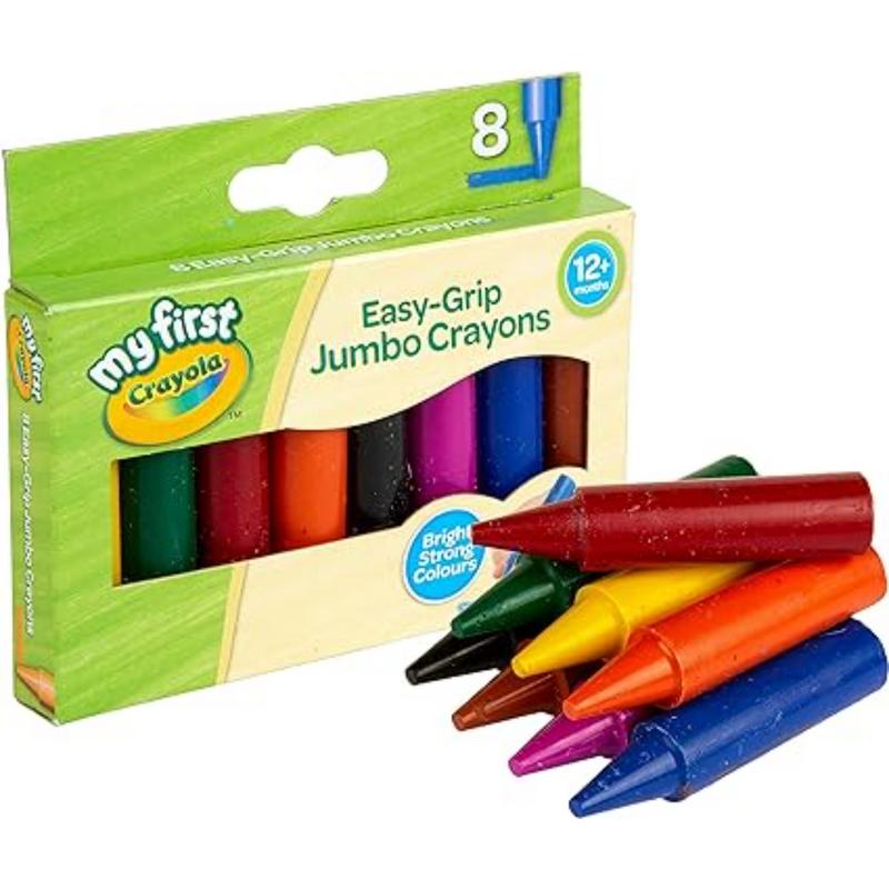 MyFirst Jumbo Crayons - Assorted Colours Easy-Grip Colouring Crayons Perfect for Toddlers Hands Ideal for Kids Aged 12 Plus Months, Multicolor, (Pack of 8) 1