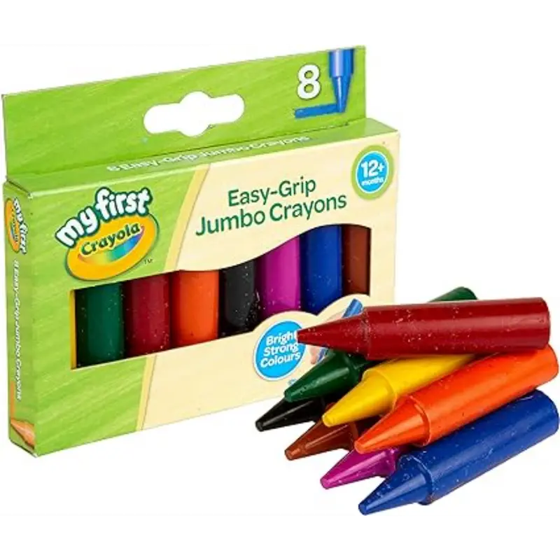 MyFirst Jumbo Crayons - Assorted Colours Easy-Grip Colouring Crayons Perfect for Toddlers Hands Ideal for Kids Aged 12 Plus Months, Multicolor, (Pack of 8) 1