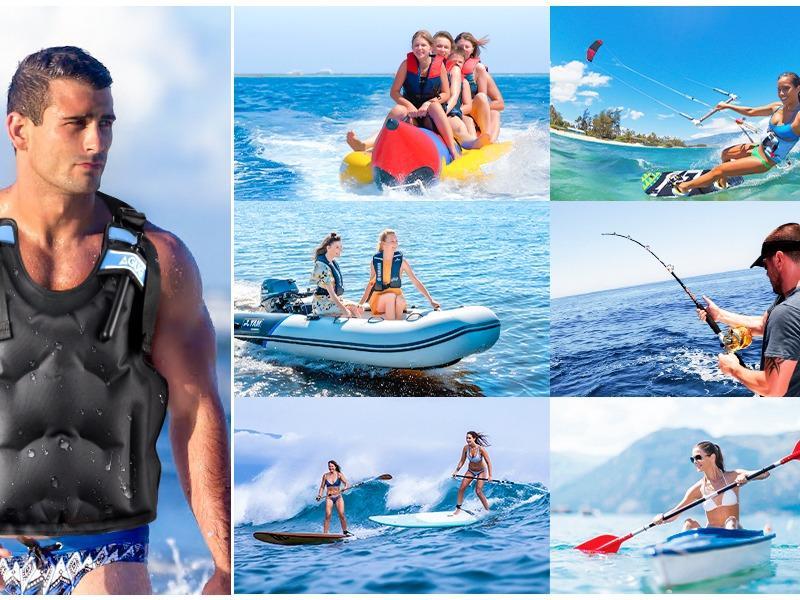 Inflatable Snorkel Vest, AGUG Swim Vest With Adjustable Shoulder& Waist Belts Snug Fit for Adults Unisex Buoyancy Jacket Swimming Flotation Jacket Diving Vest for Kayak Paddle Boating 1