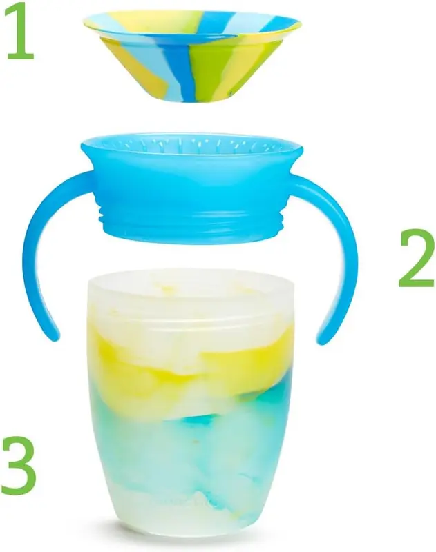 360 6+ Month 7oz Baby Sippy Cups (2-Pack). Trainer Cup, Spill-Free, Dishwasher-Safe Baby Water Bottle with Easy-Grip Handles. (Blue/Yellow) 3