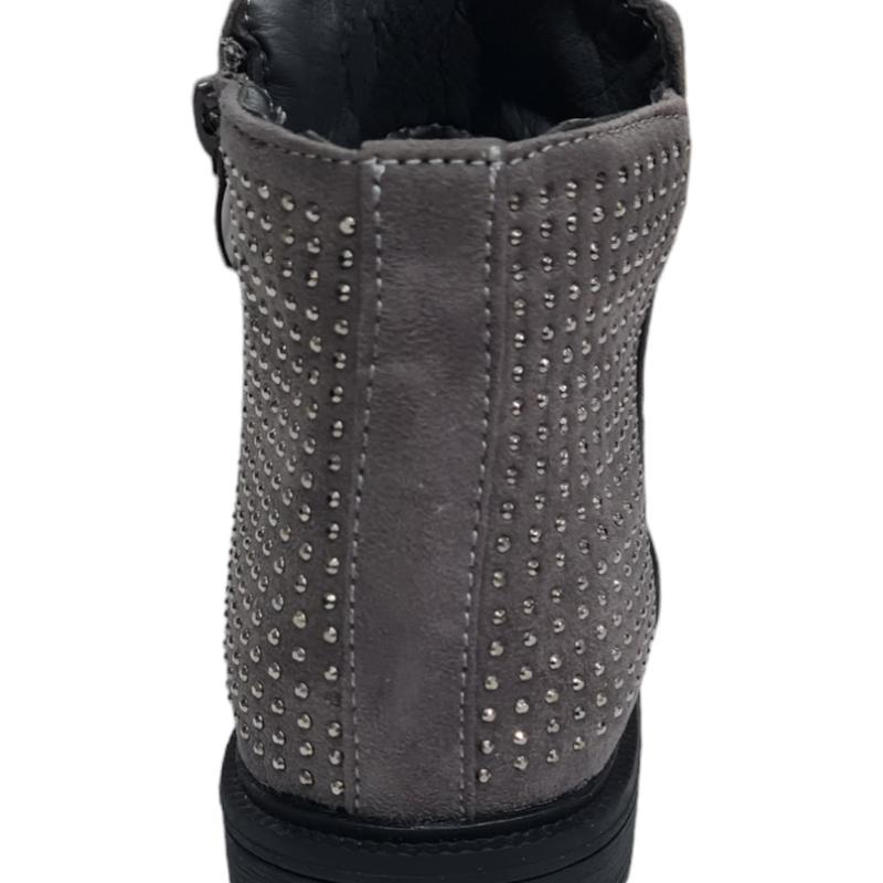 Girls grey stylish studded fashion boot with side zip 1