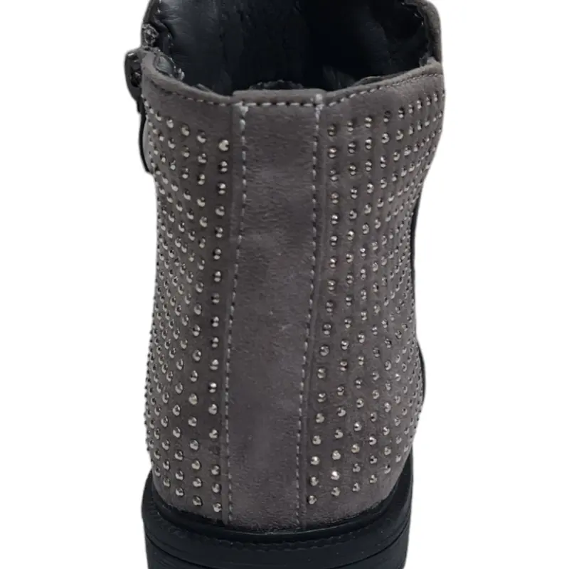 Girls grey stylish studded fashion boot with side zip 1