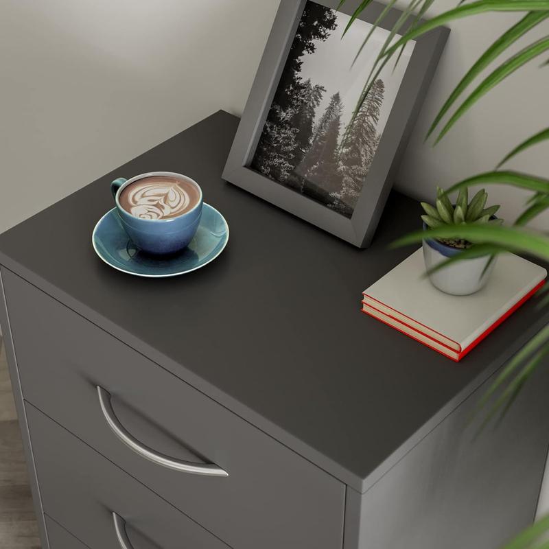 Product Introduction of 3-Drawer Bedside Table | With LED Lighting | Chest Of Drawers | 3 Drawers | Cable Routing Hole | Wall Mounting Option | Bedroom Nightstand | 54x39x28cm | Anthracite Grey 9
