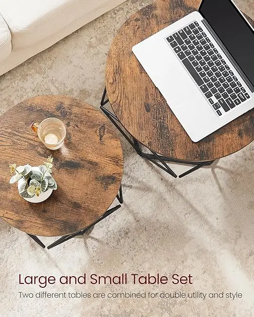 Round Coffee Table Set of 2, Side Table for Sofa End coffee  tables 2