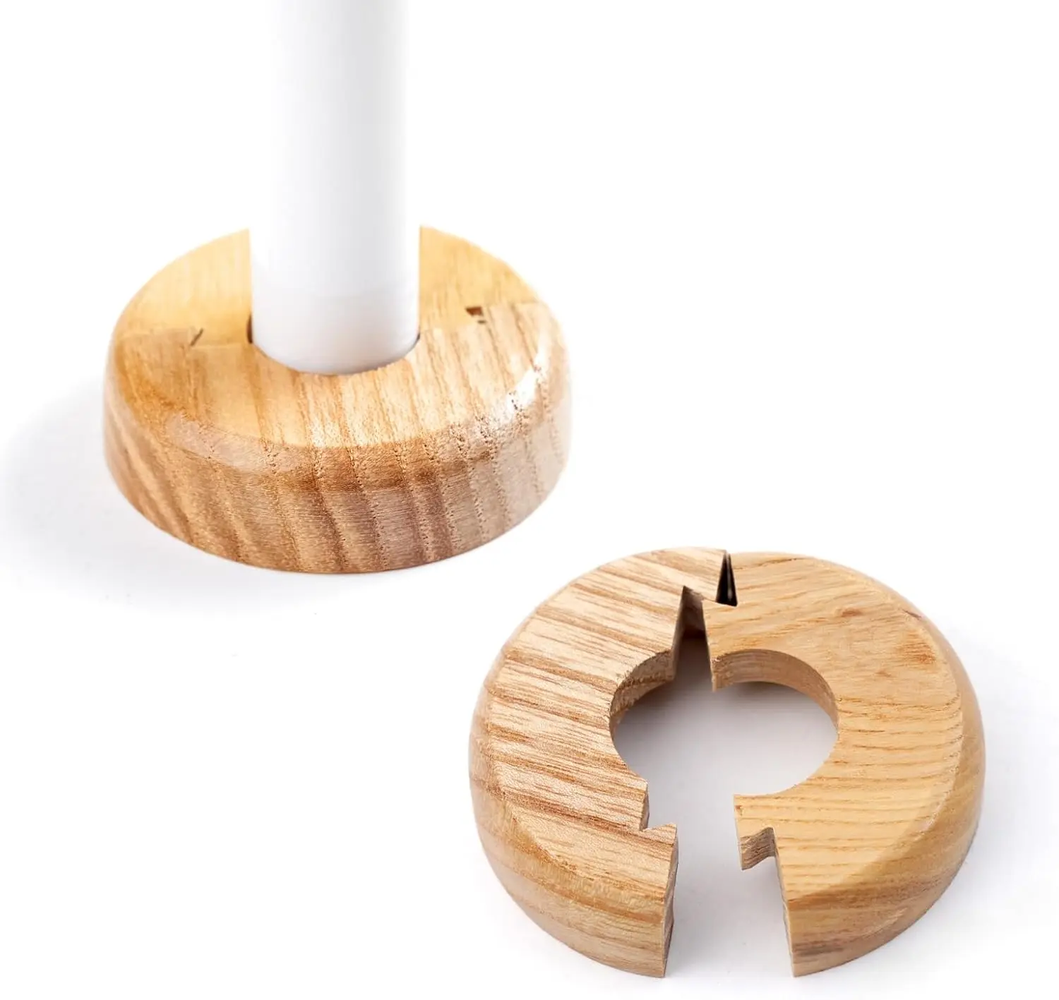 Besto Wooden Radiator Pipe Collars | Radiator Cover Oak for 15-19mm Pipes | Wood Pipe Cover to Hide Radiator Pipes Base