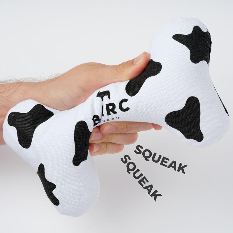 Cow Squeaky Dog Bone Toy 1