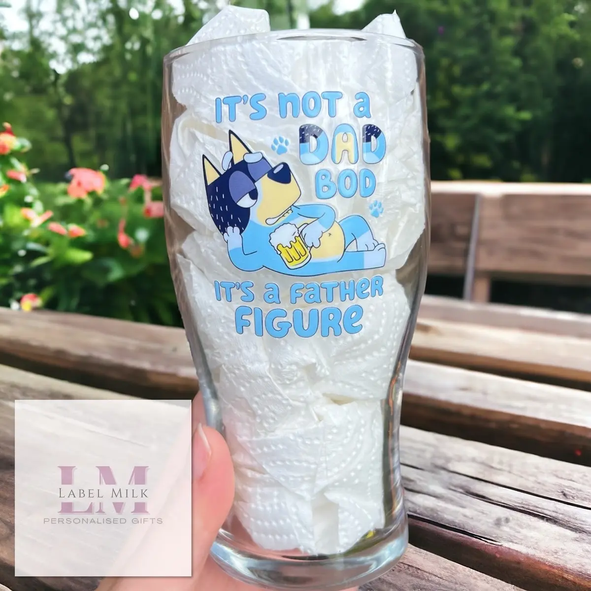 Father Figure Pint Glass, Pint Glass for Dad, Father’s Day gifts, Glassware, Beer Glass Drinkware, Men’s Birthday Gifts, Beer lover gift drinkingglass, Tea Glass, Glass gifts