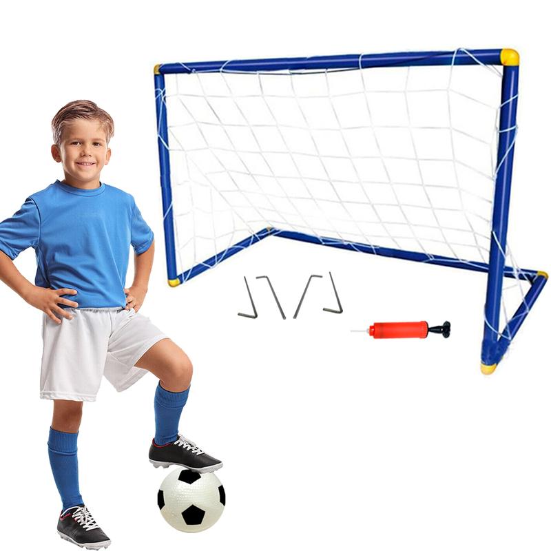 Koolbitz Portable Large Instant Football Goal Set with Ball and Pump, Outdoor Indoor Kids Fun Activity Soccer Football Set, Kids Football Goal Net Ball Pump Pegs Football Training Set 0