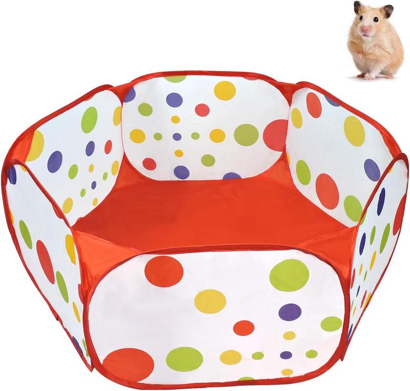 Small Animal Playpen, Portable Outdoor Exercise Fence Pop-Up Yard Fences, Foldable Pet Tent Play Pen for Guinea Pig, Hamster, Chinchillas and Hedgehogs, Rabbits (Red) 0