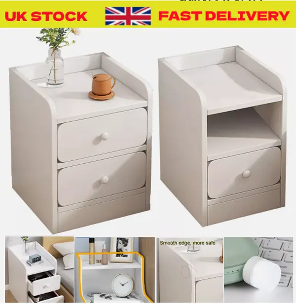 Small Slim Bedside Table Sofa End Side Table Nightstand Bedroom Drawer Cabinet