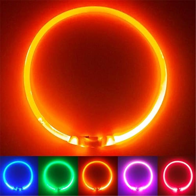 Ultra Bright USB Rechargeable LED Dog Safety Collar - Perfect for Night Walks (Colour Name: Orange UltraBright) 5