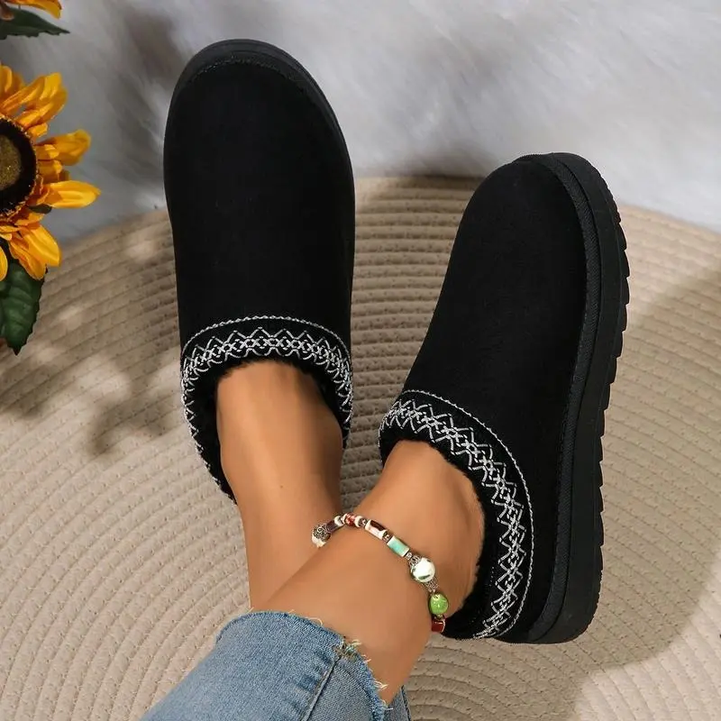 New Women's Wool Slippers Warm Platform Wool Low-top Snow Boots Slippers Women's Outdoor Anti-Slip Boots Shoes for Women Girl Footwear