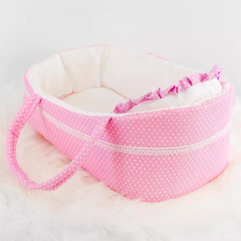 BiBi Doll Pink Baby Doll Carry Cot Bed with Pillow Handles Sleeping Bag Carrier 2
