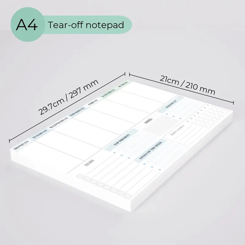 weekly To do list Notepad l A4 Tear-off weekly calendar Productivity Organizer office home + hourly schedule l desk planner l back to school l checklist l notepads task & goal planning l portable l plan l Desk accessories Stationary Agenda Study busy time 2