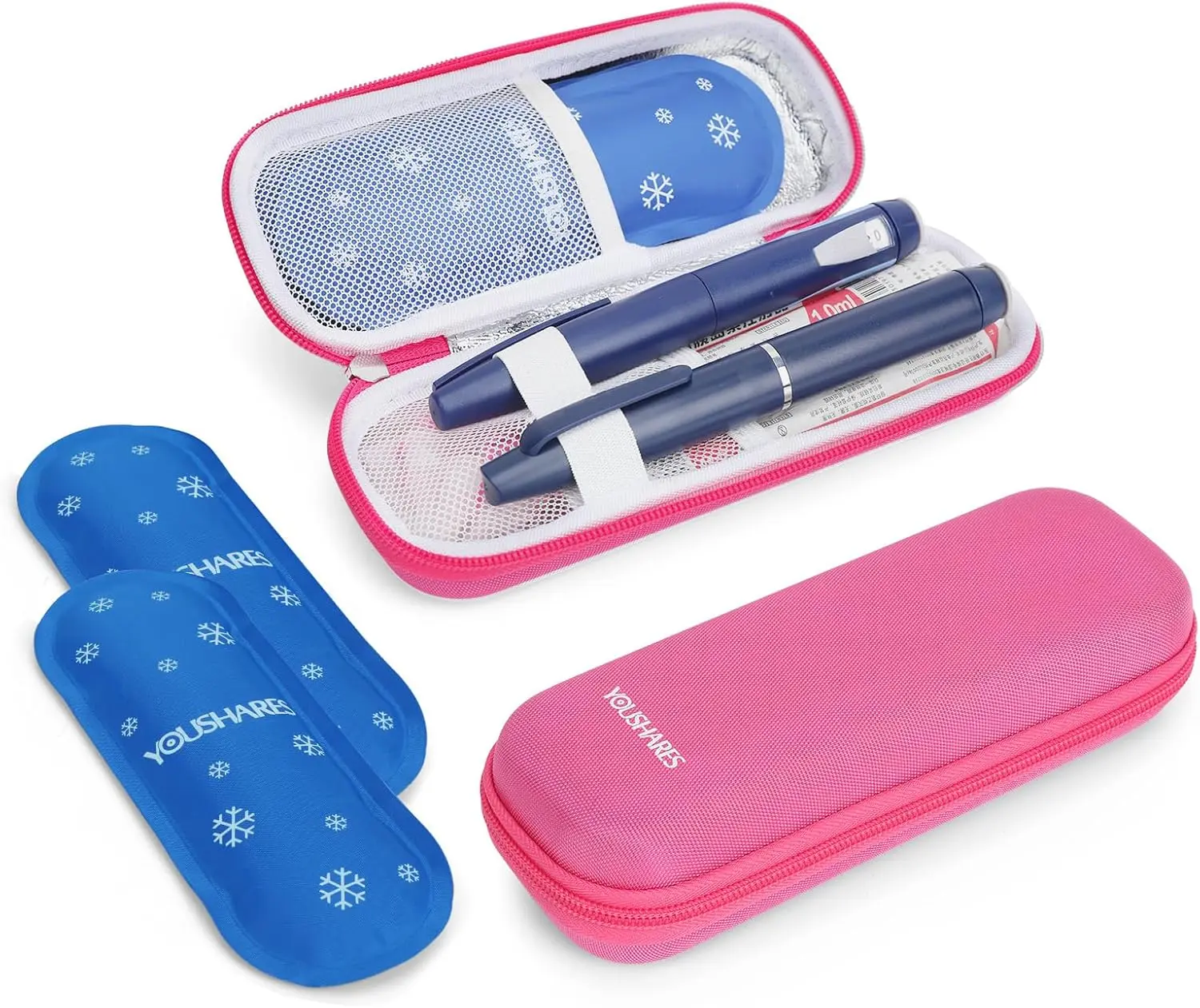 Insulin Pen Cooler Travel Case - Diabetic Travel Case with 2 Nylon Ice Packs, Medicine Cool Bag for Diabetic Supplies, Insulin Carry Case (Red)