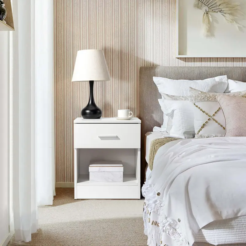 2-Tier Nightstand Bedside Cabinet End Table for Bedroom Home Office White 7
