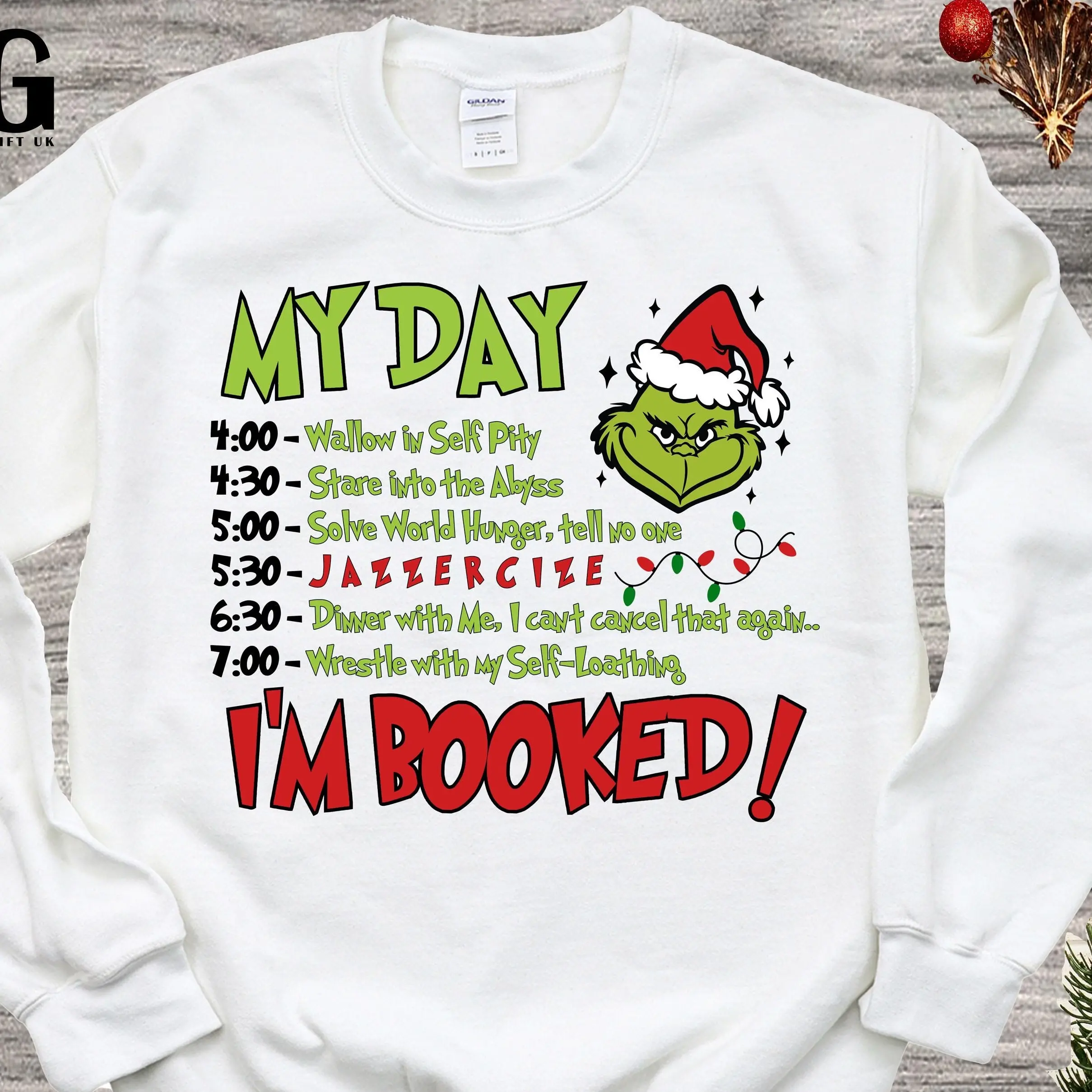 Grinch Christmas Sweatshirt - My Day Heavy Blend Sweater for Men and Women - Cotton, Fabric - Womenswear Comfy - Classic Unisex - Long Sleeve Pullover - Casual Crewneck Hoodie Minimalist