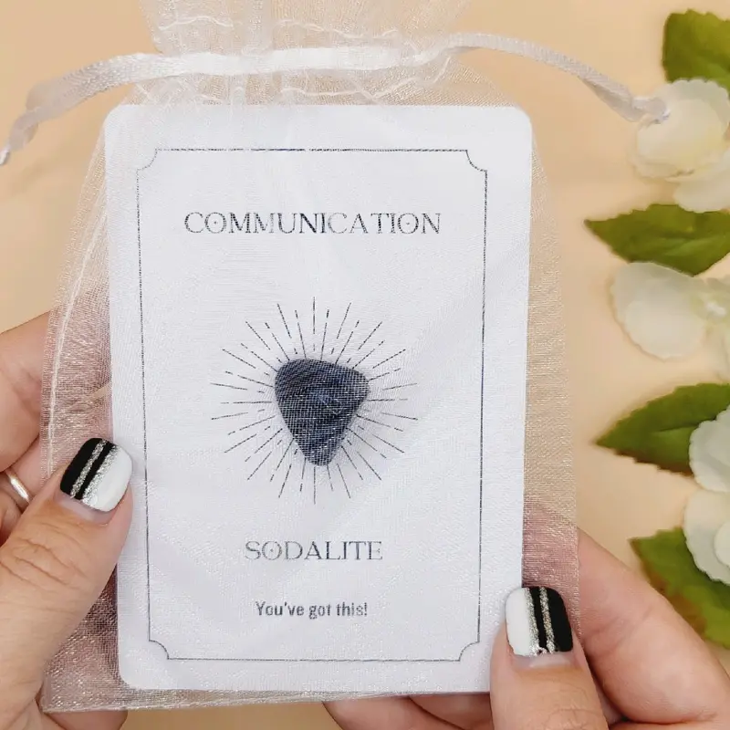 Sodalite For Communication Crystal Card with Bag Genuine Crystals 4