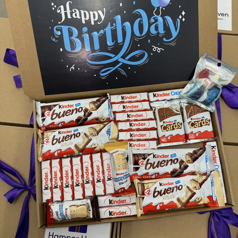 Kinder Chocolate Birthday Gift Hamper, Contains Kinder Bueno, Kinder Mini Bars, Kinder Hippos & More, Perfect Present! 4