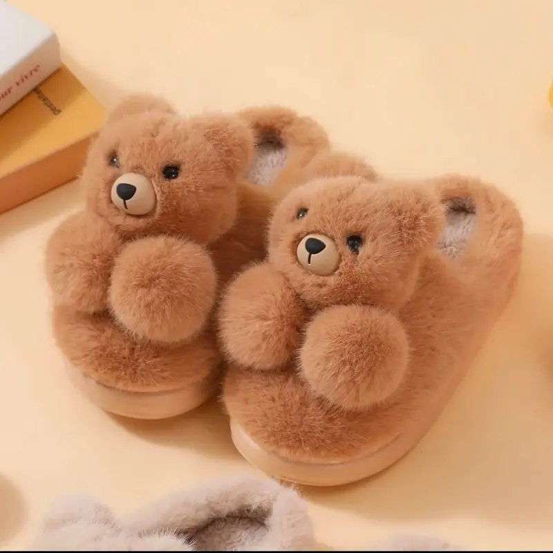 Teddy Bear Indoor Slippers for Women - Soft and Cozy - Flipflop, Shoe Girl