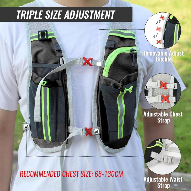 Nepfaivy Running Vest Hydration Backpack - Lightweight and Reflective Running Hydration Vest with Multi-pouches, Breathable and Adjustable Running Backpacks for Outdoor Running Cycling Climbing 4