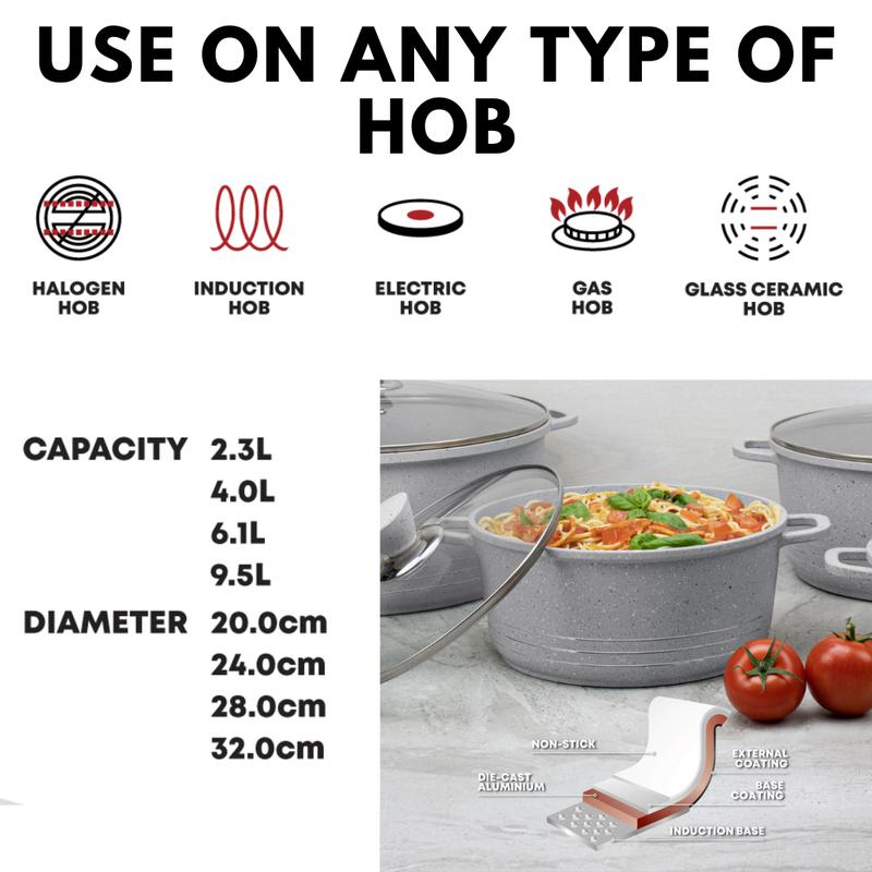 4 Piece Premium Laria Non Stick Cooking Pot Set High Quality Any Hob Cookware 1