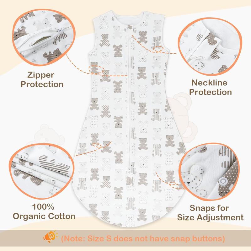 Baby Sleeping Bag, 0.5 Tog Sleeping Bag 6 to 18 Months, Sleeping Bag Baby with Adjustable Length 65-85cm, Soft Cotton Breathable Summer Infant Toddler sleeping bag, Animals Print 4