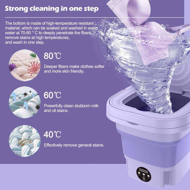 8L Portable Washing Machine Mini Washer Foldable Washer and Spin Dryer Travel UK 8