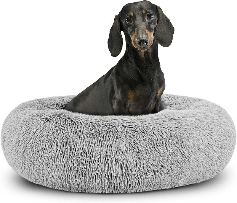 Dog Bed Donut Soft Round Plush Cat Beds For Calming Pet Anti Anxiety Washable dogs beds 4