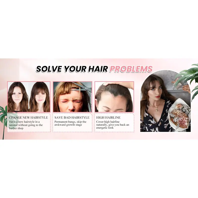 Clip in Fringe 100% Real Human Hair Fringe Clip in Bangs 10 Inch Hair Topper With 6 inch Bangs Hair Toppers for Thinning Hair Women Real Hair 360°Clip on Fringe for Daily Wear (Chocolate Brown) 8