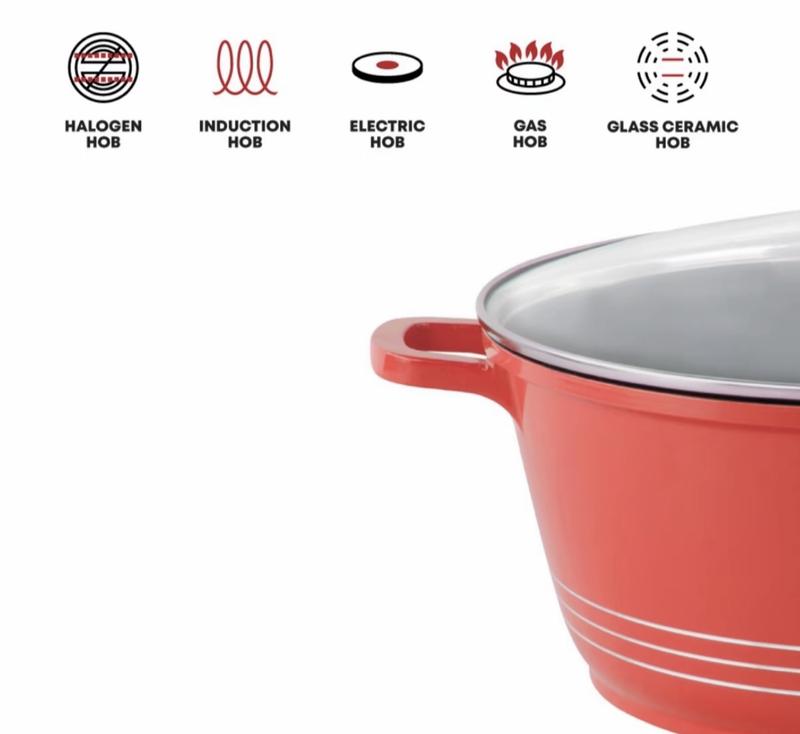RED Nonstick Die Cast Stock Pot Capicity Single Pot Sizes (20,25,28,30,32cm) Home, Resturant, Cookware 4