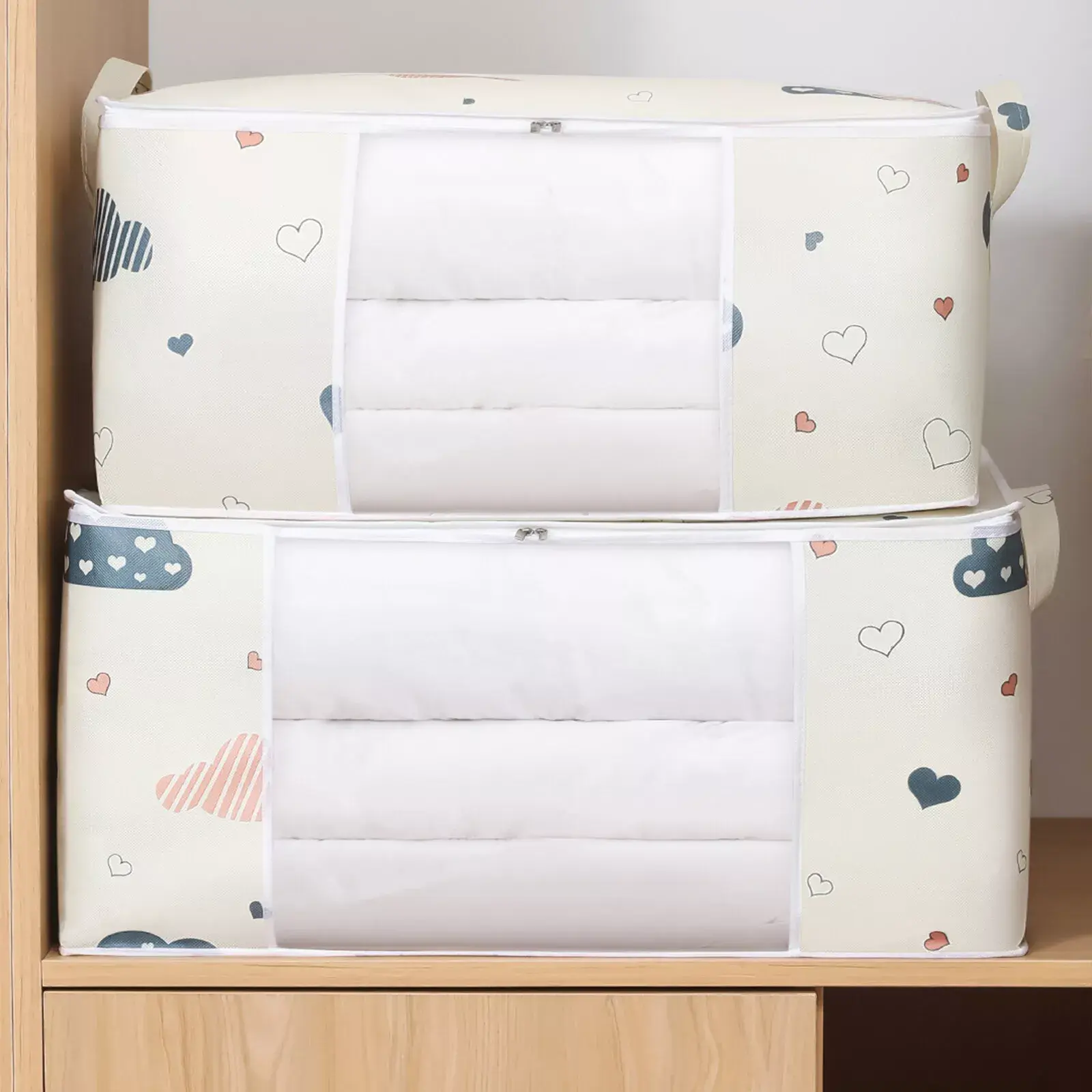 Quilt Clothes Storage Bag Moisture Proof Organizer Big Capacity Blanket Sorting Bags Dustproof Closet Under-Bed Storage box Organizer waterproof (60x40x30cm)