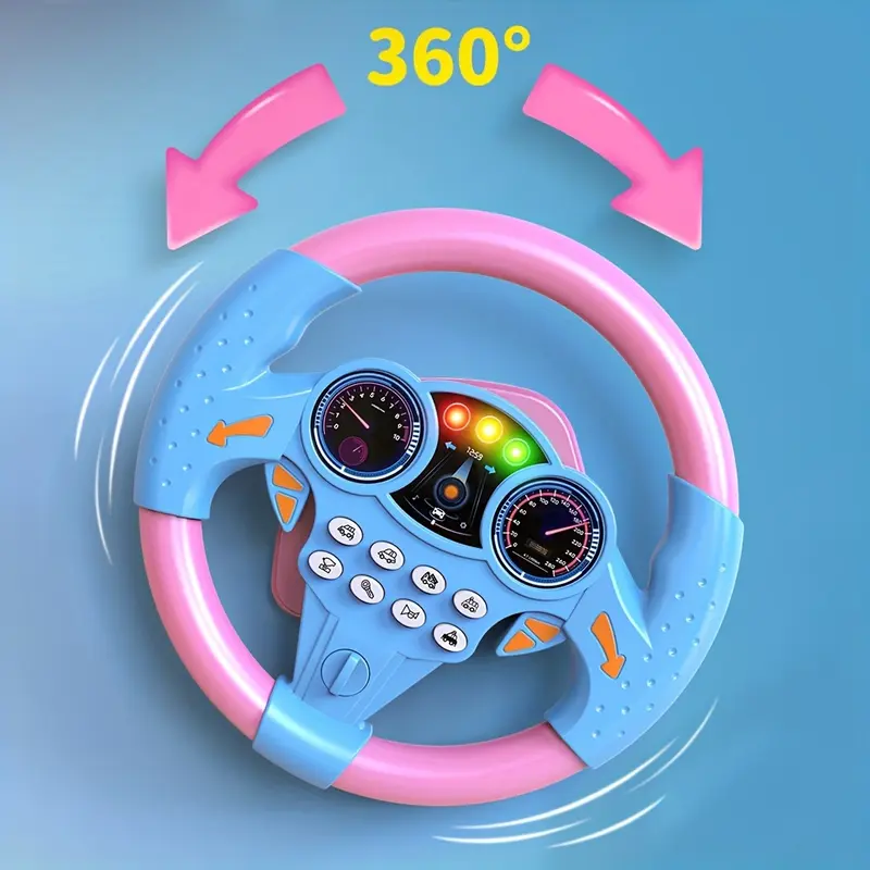 1pc Kids Simulated Driving Controller, Interactive Car Steering Wheel Toy, Educational Activity Gift, ABS Resin, Assorted Colors, No Batteries Included 2