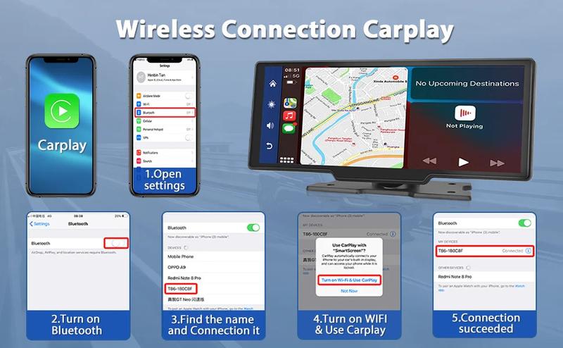Product Introduction of Universal Portable Car Stereo Wireless Apple Carplay/Android Auto 10.26'' HD Touch Screen Car Play Navigation with Voice Control 15