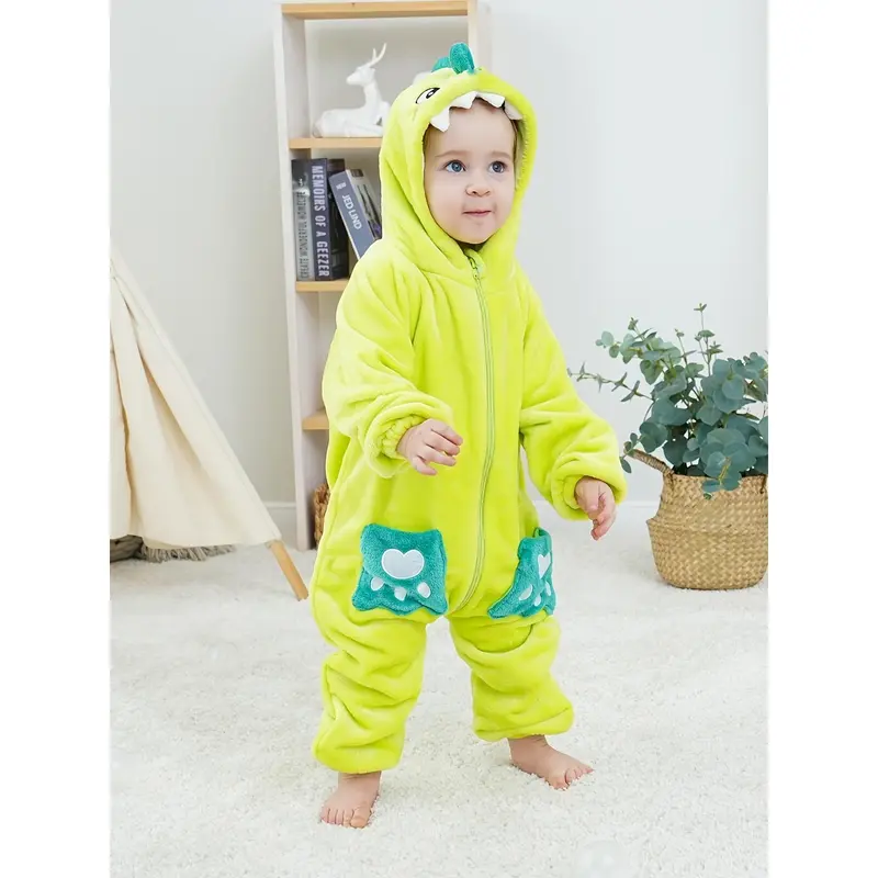 Cozy Youngsters' Dinosaur Hooded Pajamas - Plush, Long-Sleeve Onesie for Boys & Girls, Perfect for Halloween, Christmas & New Year 5