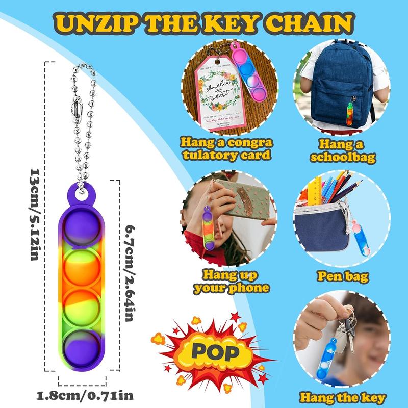 30 Pcs Fidget Toys Pack Party Bag Fillers, 15 x Pop Bracelet It & 15 x Poppet Keyring, Pinata Christmas Eve Box Stocking Fillers Kids Hen Party Favours Xmas Gifts Sensory Toys for Girls Boys 2