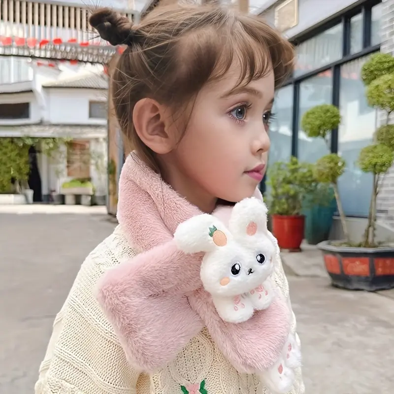 Product Introduction of bunny scarf kids - Cartoon Bunny Kids Scarf - Thickened Acrylic Knit, Breathable, Cute - Autumn/Winter - Girls 2-10 Years - Fashionable & Warm - Cuddle Up in Bunny Love 1
