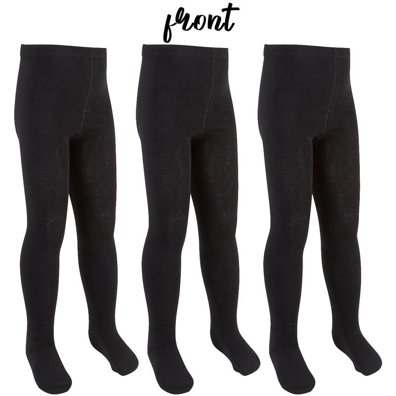 3 Pack Girls Black Tights School Tights for Girl Back To School Uniform Solid Plain Black Cotton Rich 	3 Pairs Girls Black School Uniform Tights Cotton Rich Warm Thick Stretchy Soft Warm Elasticated Waist Breathable 2 3 4 5 6 7 8 9 10 11 12 13 Years 2