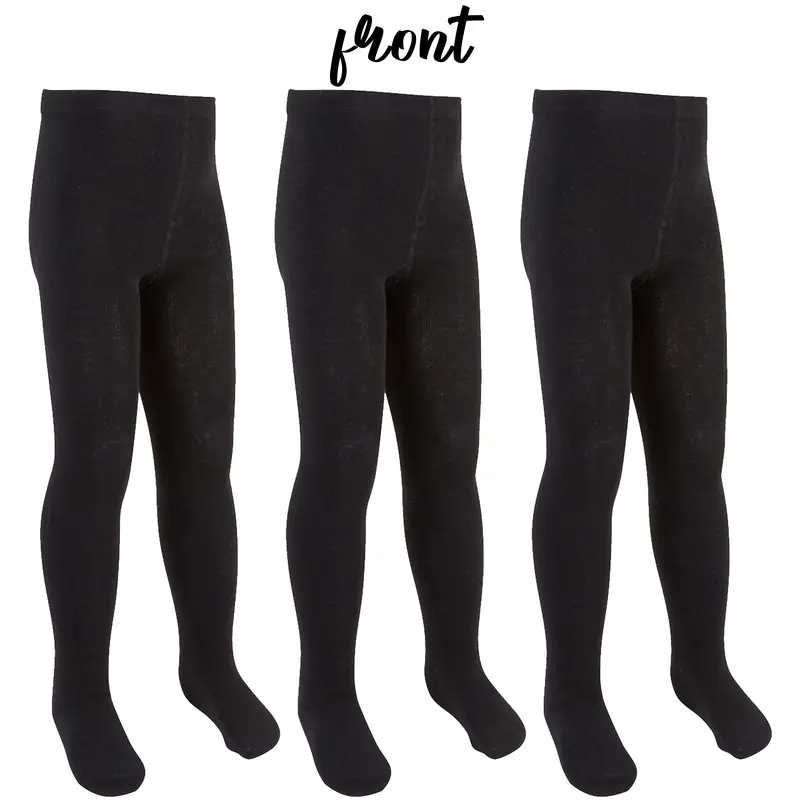 3 Pack Girls Black Tights School Tights for Girl Back To School Uniform Solid Plain Black Cotton Rich 	3 Pairs Girls Black School Uniform Tights Cotton Rich Warm Thick Stretchy Soft Warm Elasticated Waist Breathable 2 3 4 5 6 7 8 9 10 11 12 13 Years 2