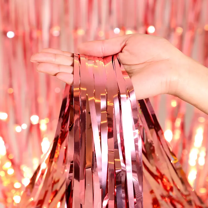 2M Foil Fringe Tinsel Shimmer door Curtain backdrop Wedding Birthday Party DECORATIONS Pack Shiny Ornaments