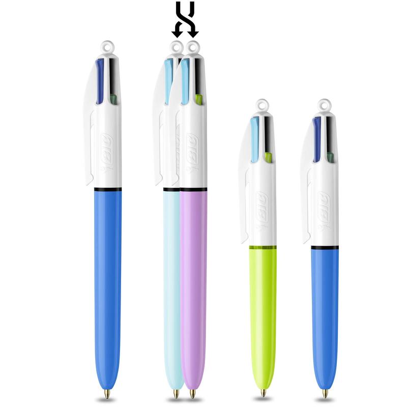 BIC 4 Colours Family Pen Pack of Retractable Ballpoint Pens with Four Ink Colours, Set of 4 (2 Mini, 2 Original) 1