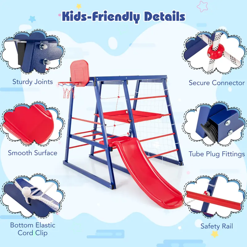 COSTWAY 7 In 1 Kids Jungle Gym Set for Toddlers Ages 3-7 5