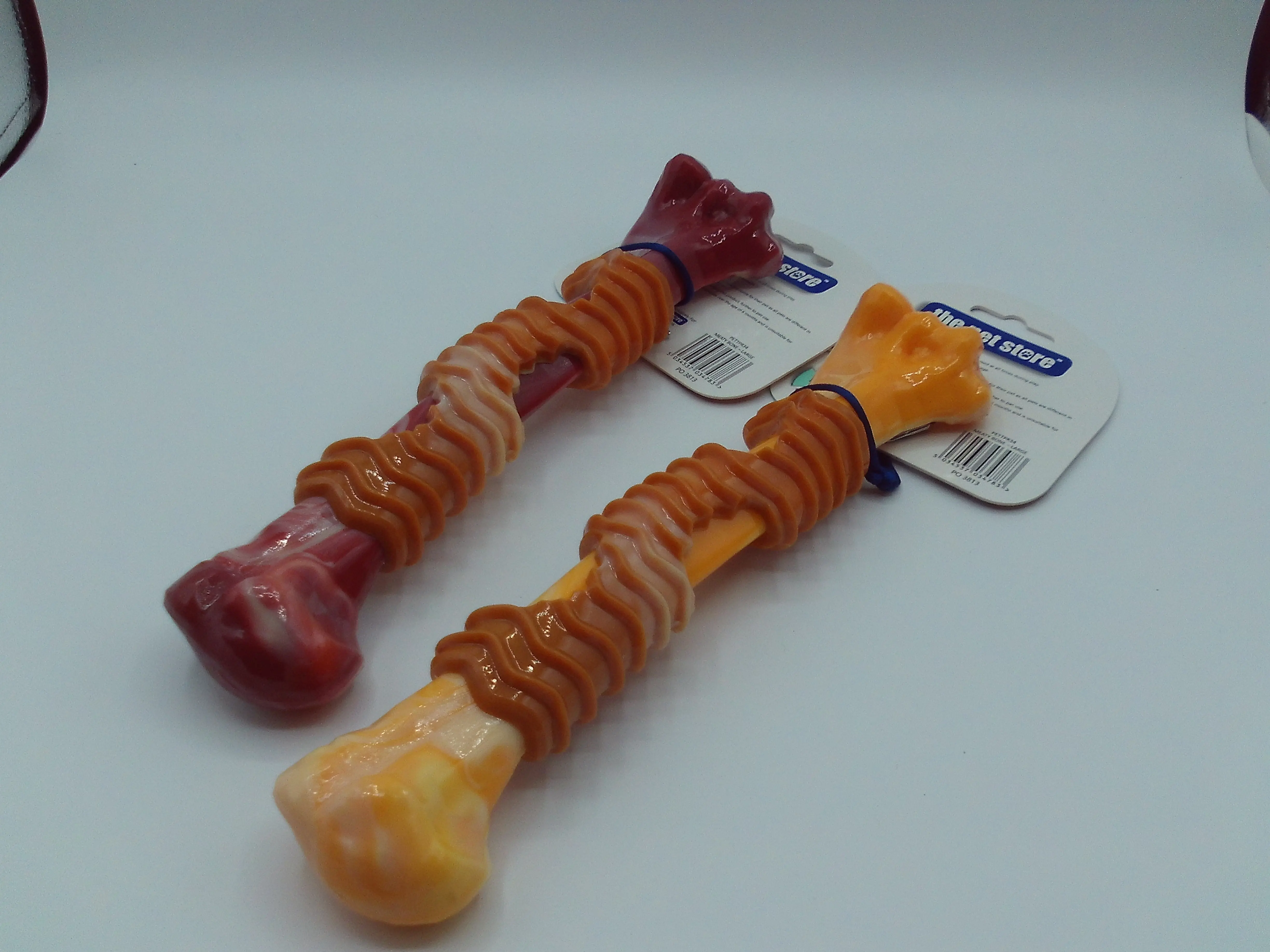 Tough Dog Chew Bone Two Colours Red and Orange